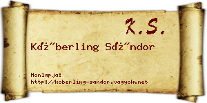 Köberling Sándor névjegykártya