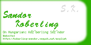 sandor koberling business card